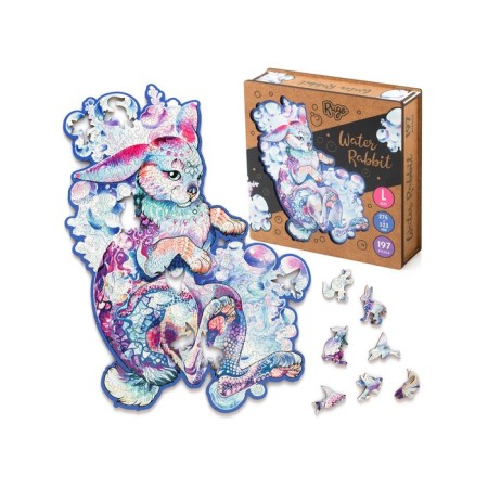 Wooden puzzle "Water Rabbit", size L - 27 × 32 cm, 197 parts-4