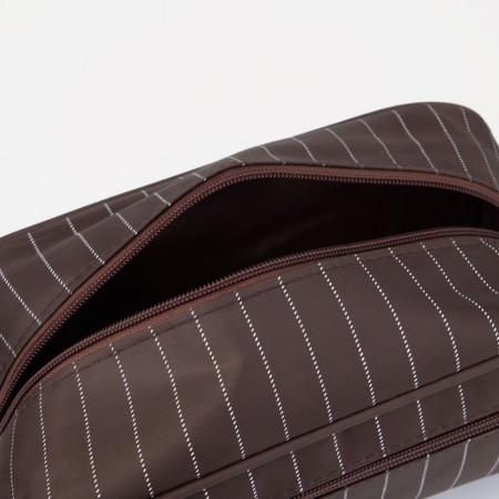 Lightning cosmetic bag, external pocket, brown color-2