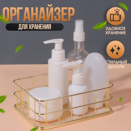 Organizer for storing cosmetic supplies "Rafael", 17 × 12 × 6 cm, golden color