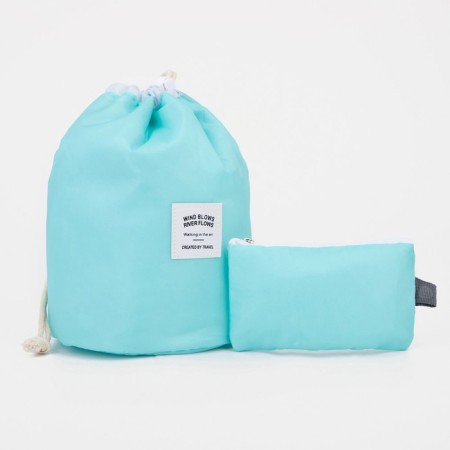 Cosmetic bag on a lace, with a wallet, blue color