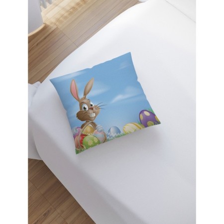 Pillowess decorative “Hare with Easter basket”, on a zipper, size 45x45 cm-1