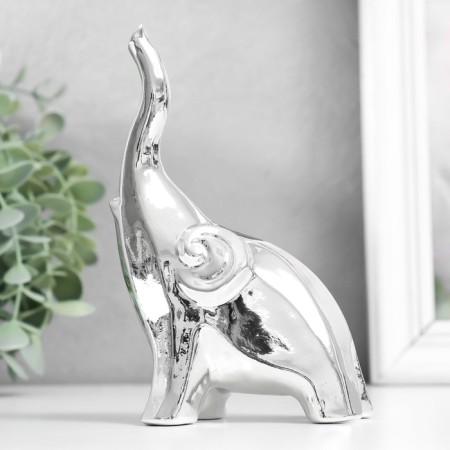 Souvenir Ceramics "Elephant - Dobrot Up" silver 8x5.3x14 cm