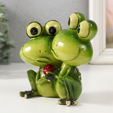 Souvenir Polystone Lak "Frog - the first date" 11.5x6.5x11.5 cm-3