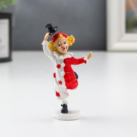 Polystone souvenir "Dancing clown with a cylinder" Red-white 8x3x4.5 cm