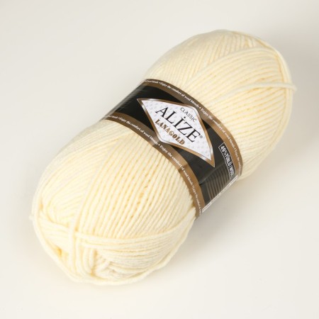Yarn "Lanagold" 51% acrylic, 49% wool 240m/100g (01 cream)-1