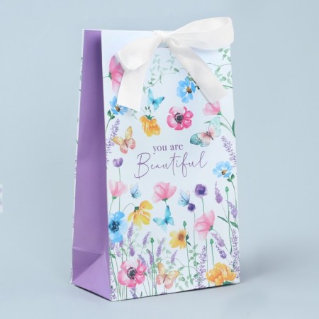 Gift package with a ribbon, packaging, “beauty inside”, 13 x 23 x 7 cm