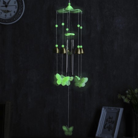 Wind music plastic, metal "butterflies" phosphorus 4 tubes, 5 bells 60 cm-1