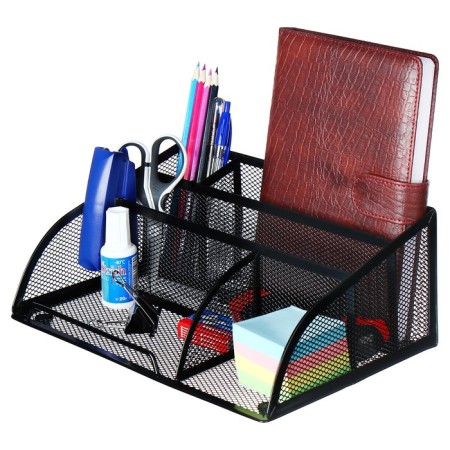 Chancellery stand, 5 departments, mesh, metal, black-4