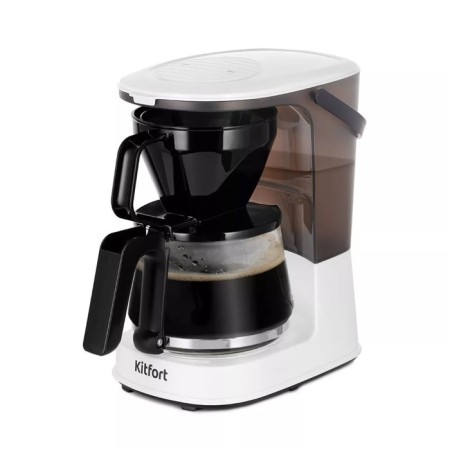 Coffee machine KitFort KT-7218, drop, 750 W, 1.25 l, black and white