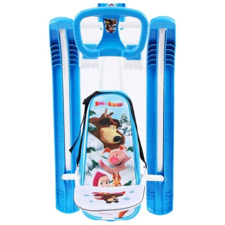 Snow -chapel "Masha and the Bear", SMM2, with a back and a seat belt, the color is blue/white-4