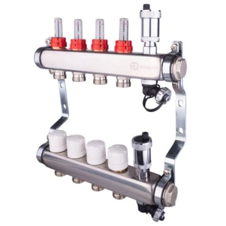 Aqualink Collector Group, 1 "X3/4", 10 outputs, with consumables, stainless steel-1