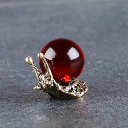 Square "Snail", brass, amber resin, 2.8x1.5x3.1 cm-3