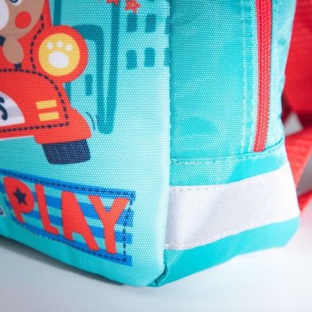 Baby backpack on a zipper, a reflective strip, turquoise color-6