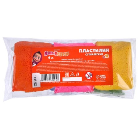 A set of light jumping plasticine, 6 colors, Masha and the bear