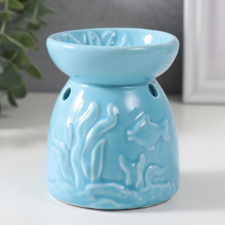 Aroma lamp ceramics "Underwater World" Blue 7.2x7.2x8.9 cm
