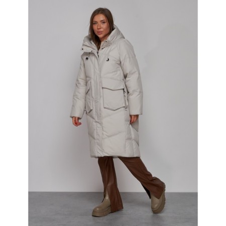 Coat insulated winter feminine, size 42, color light gray-1