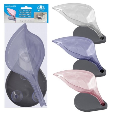 Soap dish multidide "Petal", on suction cups, with a stand, 11.5x12x9 cm, mix