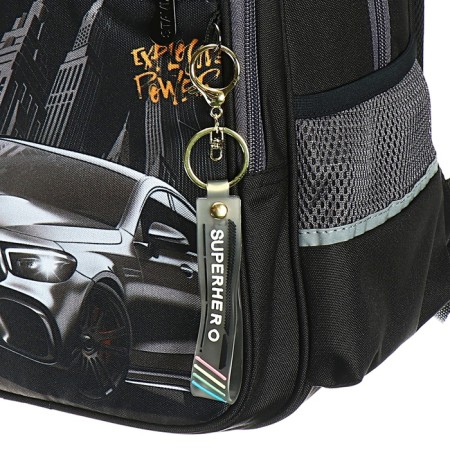 School backpack, 40 x 33 x 19 cm, ergonomic back, stavia "monochrome", black/orange-10