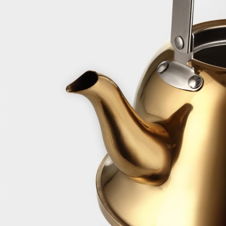 Gold stainless steel teapot, 2 l, 23 × 19 × 20 cm, gold color-3
