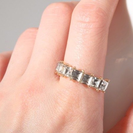 Ring "Jewelry" squares, white color in gold, dimensionless-2
