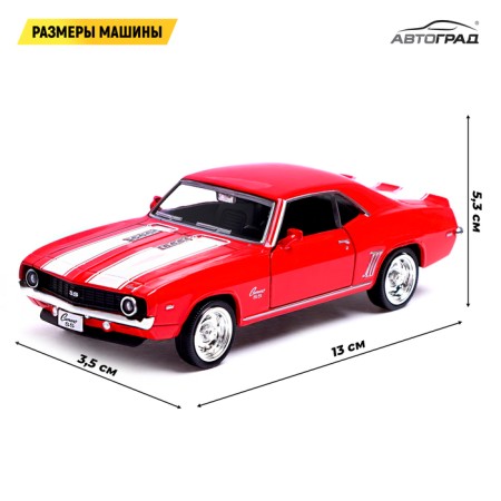 Metal machine Chevrolet Camaro SS, 1:32, doors, inertia, red color open-1