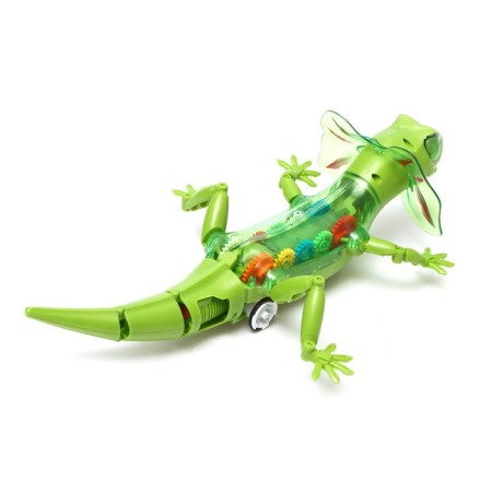Lizard "gears", light, works from batteries, green color-2