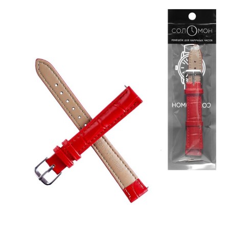 Solomon watch strap, 18 mm, genuine leather, L-20 cm, red