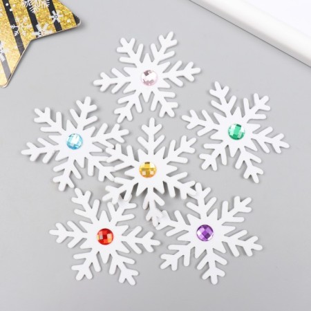 Decor "Snowflake with Strose" white 6.5 cm foam (set 6 pcs)