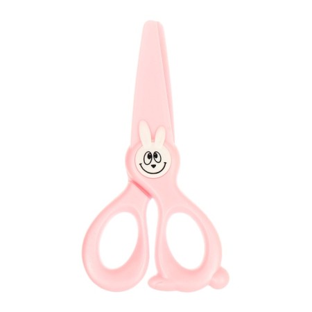 Scissors 11.8 cm plastic handles, rounded ends of the blades, bunny pink calligrata-1