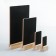 Table-Tent A4, Cretaceous Sellet on a Wooden stand, Black color, PVC