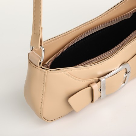Bag Women's Baget with a zipper, beige color-4