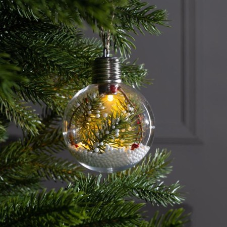 Christmas ball "spruce branch", batteries, 1 LED, glow warm white