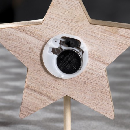LED figure "Star" 12 × 15.5 × 5 cm, wood, CR2032 batteries, glow warm white-2