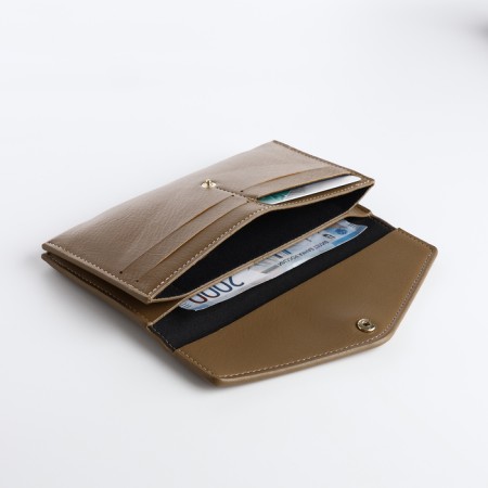 Women's wallet on the button, khaki color-3