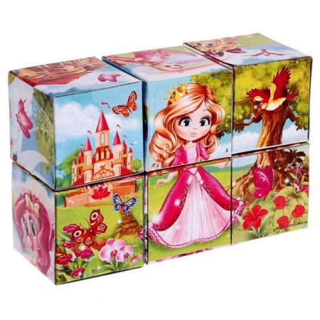 Cubes "princesses" cardboard, 6 pieces, according to the Montessori methodology-1