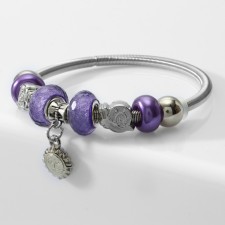 Bracelet Assorted Mardgeri Sunny, purple color in silver, d = 6.5 cm