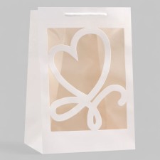 Gift package with a curly window, 20 x 16 x 30 cm, white