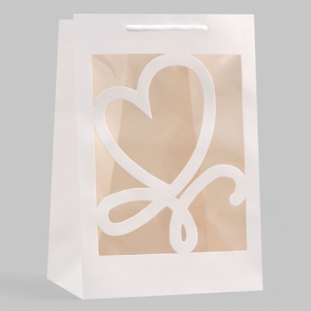 Gift package with a curly window, 20 x 16 x 30 cm, white