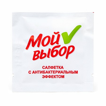 Wet napkin my choice is antibacterial, in individual packaging, 50 pcs.