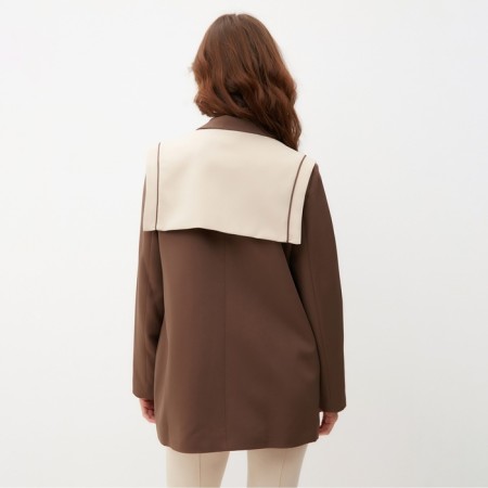 Women's jacket with Minaku scrap: Casual Collection Brown color, pr 50-8