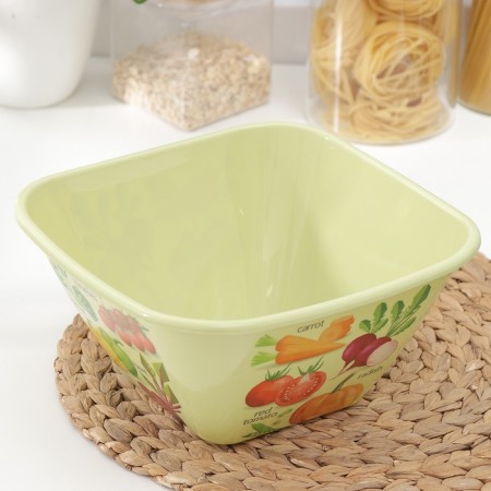 Plastic bowl bergamo, 4 l, 25.3 × 25.3 × 12.3 cm, with decor, light green color-1