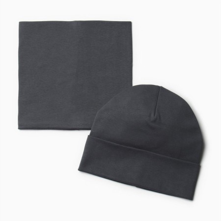 Set (hat, snood) for a boy A.7304, the color is gray, p. 52-54