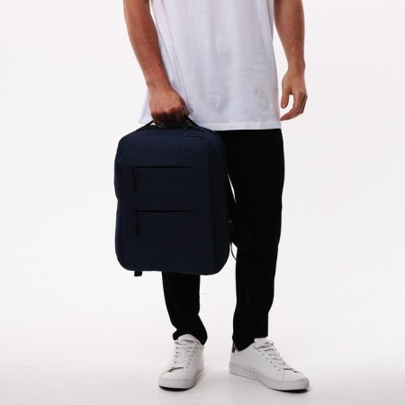 A backpack with a zipper, the color is blue-8