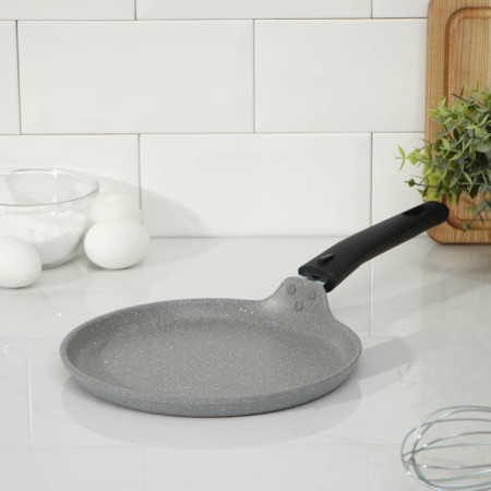 Pancake pan, d = 22 cm, plastic handle, anti -stick coating, color light marble