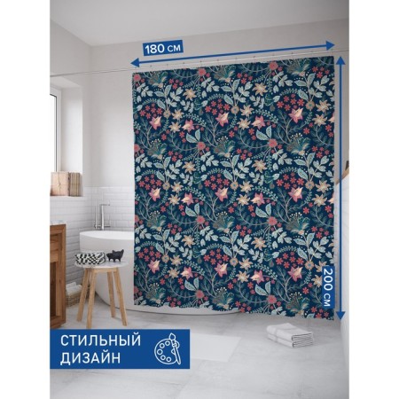 Photostore for the bathroom "Flower Field", Saten, size 180x200 cm-1