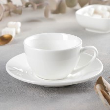 Coffee steam porcelain Wilmax, 2 items: a cup 160 ml, a saucer d = 14.3 cm, white color