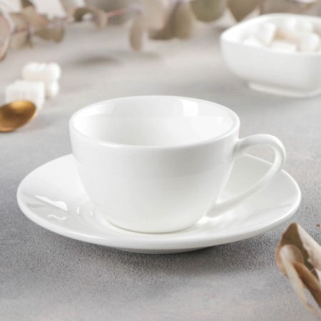 Coffee steam porcelain Wilmax, 2 items: a cup 160 ml, a saucer d = 14.3 cm, white color