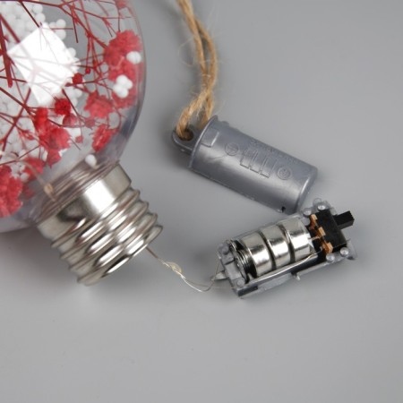 Fir -tree ball "Pink dry flowers", batteries, 5 LED, glow warm white-4