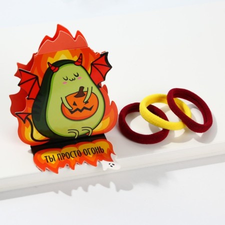 Hair gum for Halloween "Devil Avocad", D = 4 cm, 3 pcs.-2