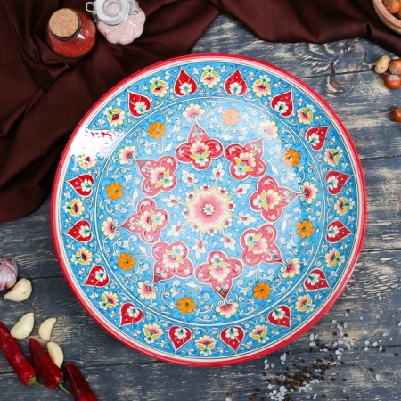 Largan Rishtan ceramics "Flowers", 39 cm, blue-1